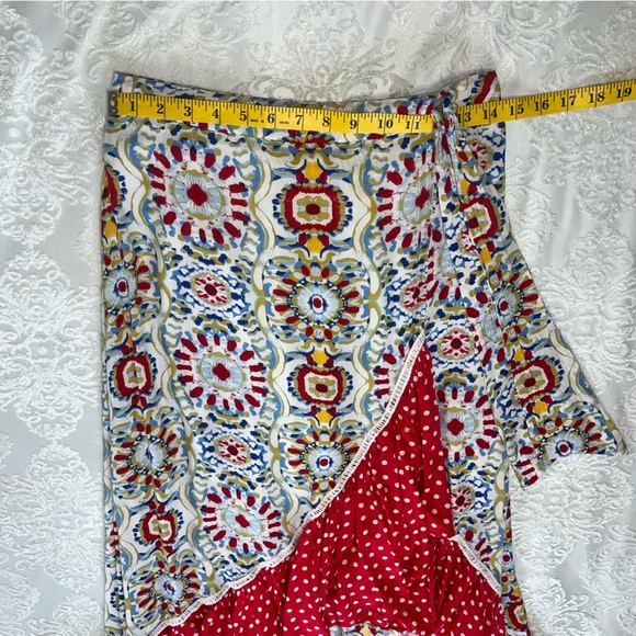 Solitaire Asymmetrical High Low Maxi Skirt Red & White Polka Dot Size Medium - Picture 5 of 7